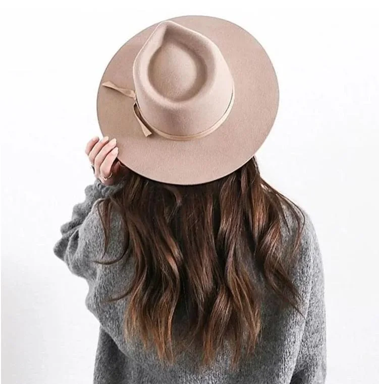 Wholesale New Wide Brim Fashion Jazz Cap Unisex Australia 100% Wool Felt Family Kids Fedora Hats with Leather Belt