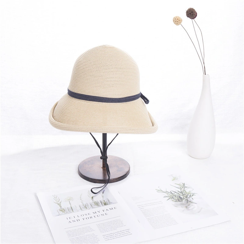 2022 Summer Fashion Trendy Frayed Brim High Quality Raffia Straw Bucket Hat Holiday Travelling Sun Hat for Women Lady